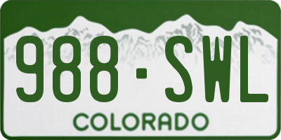 CO license plate 988SWL