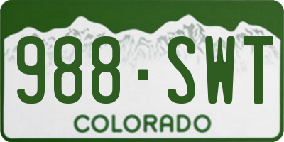 CO license plate 988SWT