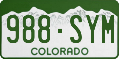CO license plate 988SYM