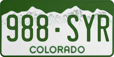 CO license plate 988SYR