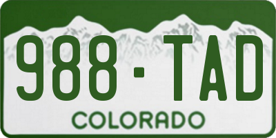 CO license plate 988TAD