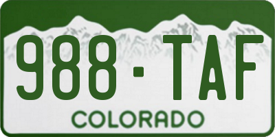 CO license plate 988TAF