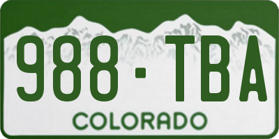 CO license plate 988TBA