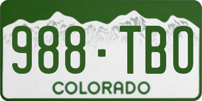 CO license plate 988TBO