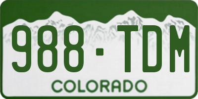 CO license plate 988TDM
