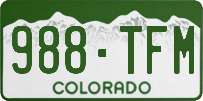CO license plate 988TFM