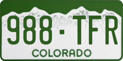 CO license plate 988TFR