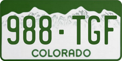 CO license plate 988TGF