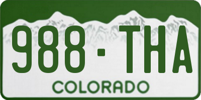 CO license plate 988THA