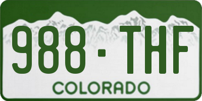 CO license plate 988THF