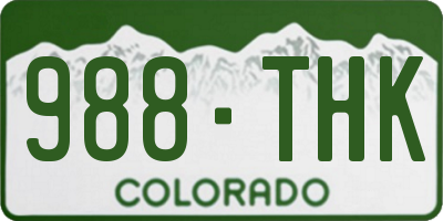 CO license plate 988THK