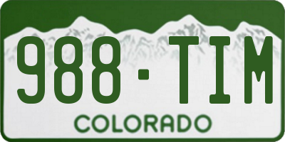 CO license plate 988TIM