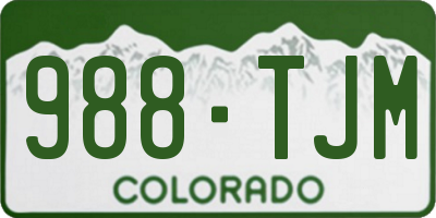 CO license plate 988TJM