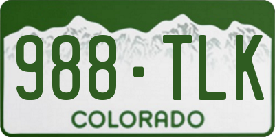 CO license plate 988TLK