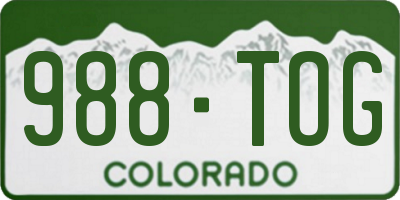 CO license plate 988TOG
