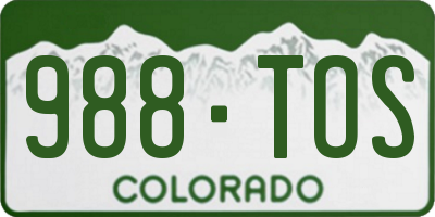 CO license plate 988TOS