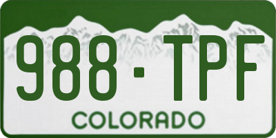 CO license plate 988TPF
