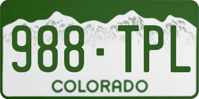 CO license plate 988TPL