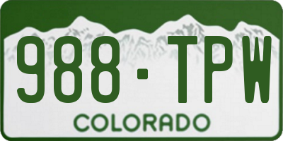 CO license plate 988TPW