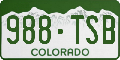 CO license plate 988TSB
