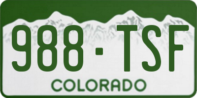 CO license plate 988TSF
