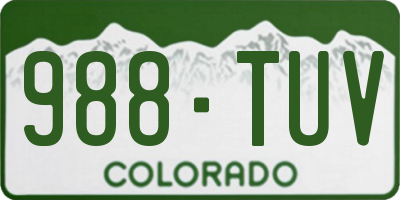 CO license plate 988TUV