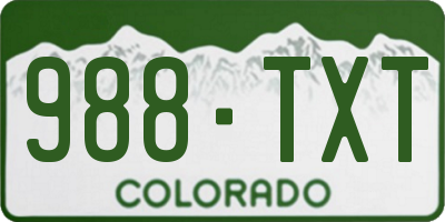 CO license plate 988TXT