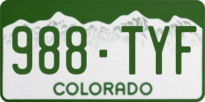 CO license plate 988TYF