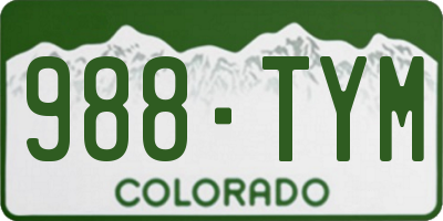 CO license plate 988TYM
