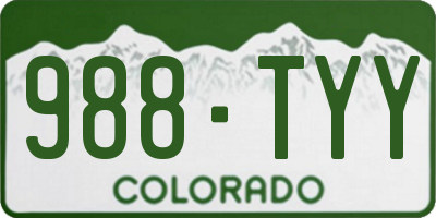 CO license plate 988TYY