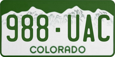 CO license plate 988UAC