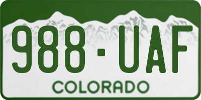 CO license plate 988UAF