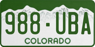CO license plate 988UBA