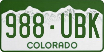 CO license plate 988UBK