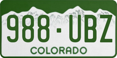 CO license plate 988UBZ