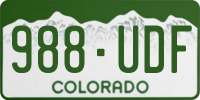 CO license plate 988UDF