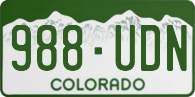 CO license plate 988UDN