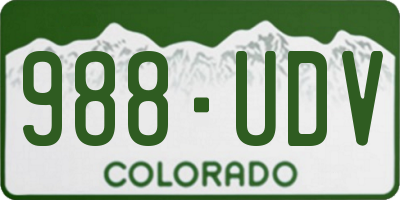 CO license plate 988UDV