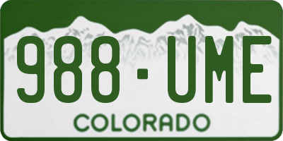 CO license plate 988UME