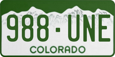 CO license plate 988UNE