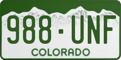 CO license plate 988UNF