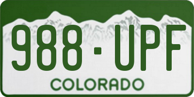 CO license plate 988UPF