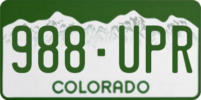 CO license plate 988UPR