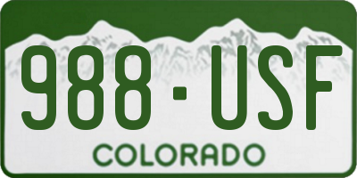 CO license plate 988USF