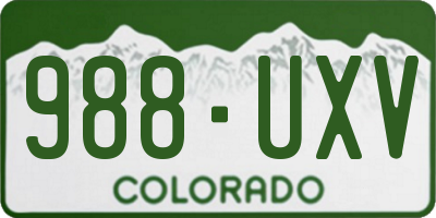 CO license plate 988UXV