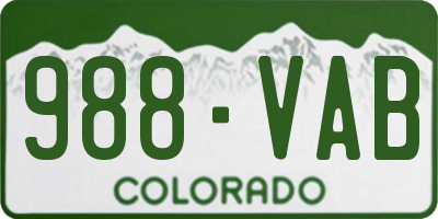 CO license plate 988VAB