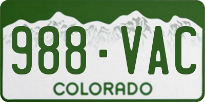 CO license plate 988VAC