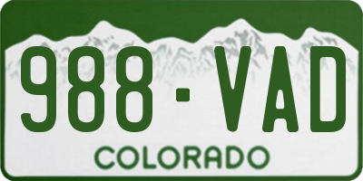 CO license plate 988VAD