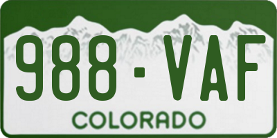 CO license plate 988VAF