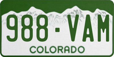CO license plate 988VAM